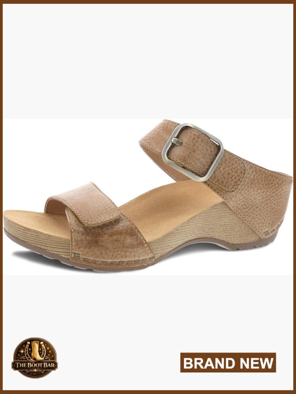 Womens Dansko Tanya Slide Sandals Wedge Hook & Loop Strap Leather Lined